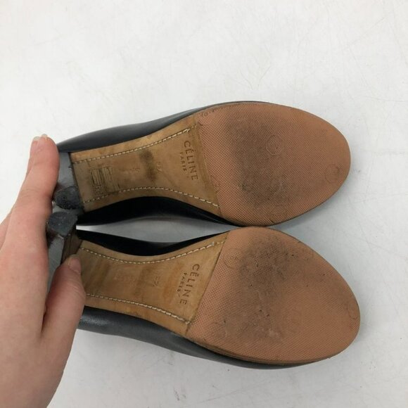 Celine Paris  Black V-Neck peep toe pumps high heel size 37 - Picture 12 of 14